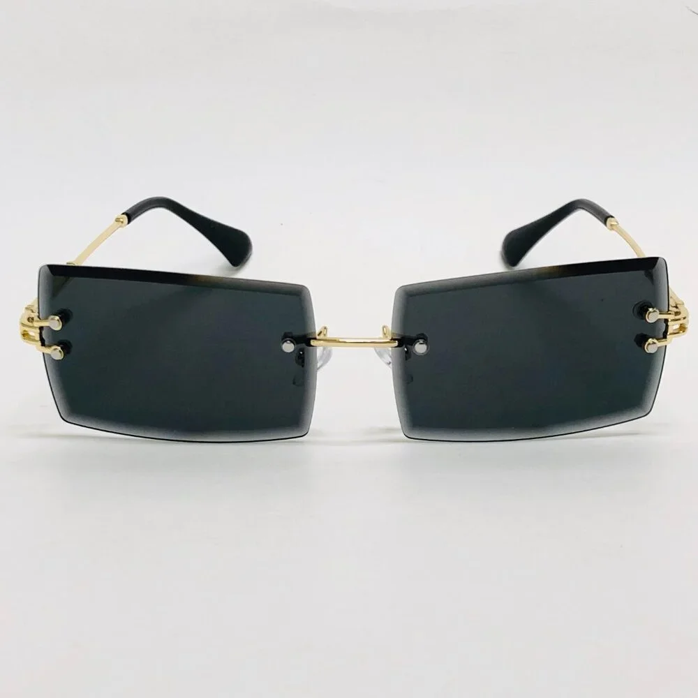 Men Sunglasses Hip Hop Shades Metal Gold Frameless Classic Outdoor Driving Lente